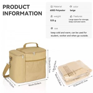 Reusable Lunch Box Outdoor Thermal Food Storage Bag Insulated Polyester Cooler Bags Camping Beach Cooler Picnic Bag