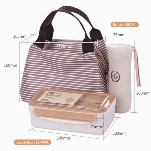 Wheat Straw Plastic Bento Lunch Box Water Bottle Set With Bag Tableware Cutlery Leakproof Microwave Food Container For Kid Adult