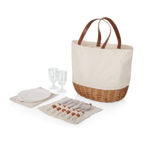 Wholesale Custom Picnic Basket Large Capacity Beach Bag Canvas Picnic Hand Basket Outdoor Foldable Cutlery Basket Set