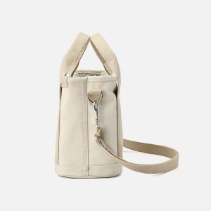 Custom Durable Women Handbag Compartments Fashion Portable Cotton Canvas Tote Shoulder Bag For Travel With Adjustable Strap