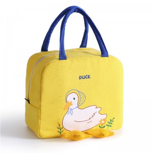 Cartoon Duck Design Grocery Shopping Collapsible Lunch Bag Picnic Insulated Large Lunch Tote Bag Causal Cooler Bag For Outdoor