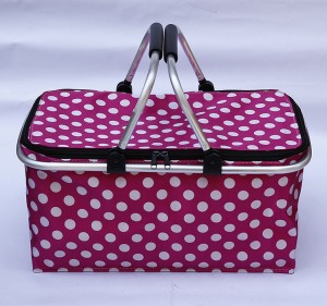 Wholesale Outdoor Picnic Large Capacity Foldable Tote Cooler Basket Bag Aluminum Frame Thermal Insulated Basket Box