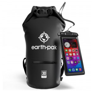 Custom Men’s Roll Top Waterproof Bag Cell Phone Bag With Zipper Pocket, Hiking Camping Waterproof Backpack