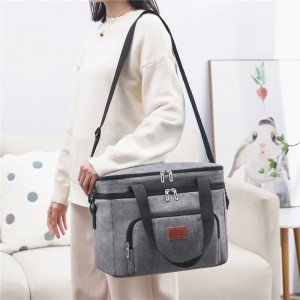 Fashion Large Capacity Double Layer Lunch Bags For Women Men Oxford Cloth Insulated Cooler Bags With Shoulder Strap Picnic Bags