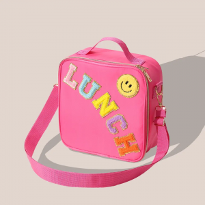 Insulated Custom Logo Nylon Lunch Bag Tote Customized Letter Patches Waterproof Portable Outdoor Picnic Cooler Box Crossbody Bag