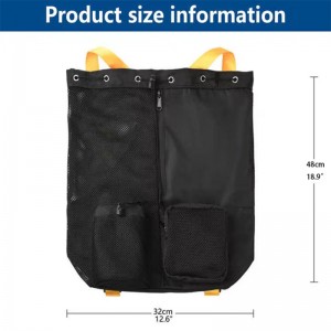 Custom Nylon Foldable Mesh Polyester Gym Drawstring Backpack Wet Bag Pocket Net Mesh Beach Bag With Logo Swimming Mesh Bag