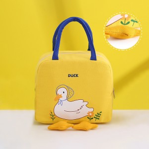 Cartoon Duck Design Grocery Shopping Collapsible Lunch Bag Picnic Insulated Large Lunch Tote Bag Causal Cooler Bag For Outdoor