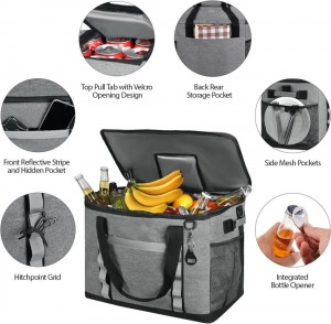Custom Logo Foldable Soft Side Picnic Bag Large Capacity Portable Travel Cooler Bag Leakproof Waterproof Lunch Tote Bag