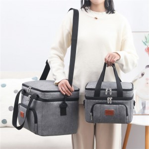 Fashion Large Capacity Double Layer Lunch Bags For Women Men Oxford Cloth Insulated Cooler Bags With Shoulder Strap Picnic Bags