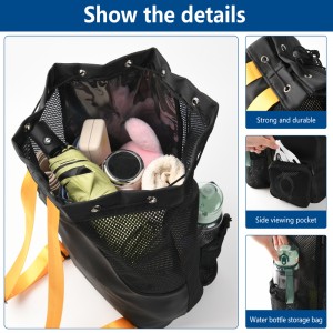 Custom Nylon Foldable Mesh Polyester Gym Drawstring Backpack Wet Bag Pocket Net Mesh Beach Bag With Logo Swimming Mesh Bag