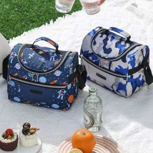 New Oxford Cloth Aluminum Foil Tote Lunch Bags Portable Cartoon Printing School Office Picnic Insulation Cooler Bags