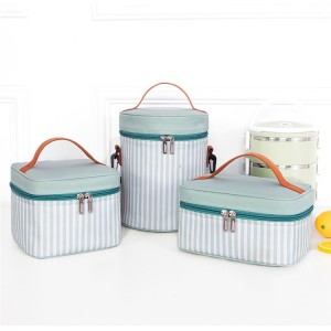 Custom Logo Printing Polyester Cooler Bag 3 Piece Set Outdoor Panic Candy Color Gary Aluminium Foil Lunch Box Bag