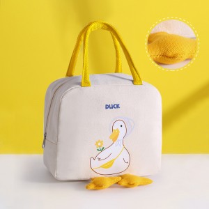 Cartoon Duck Design Grocery Shopping Collapsible Lunch Bag Picnic Insulated Large Lunch Tote Bag Causal Cooler Bag For Outdoor