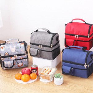 Large Capacity Insulated Lunch Box Picnic Bag Double Layer Waterproof Handbag Storage Outdoor Lunch Bag Shoulder Bag