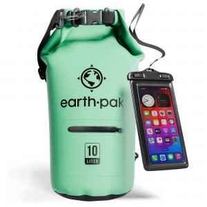 Custom Men’s Roll Top Waterproof Bag Cell Phone Bag With Zipper Pocket, Hiking Camping Waterproof Backpack
