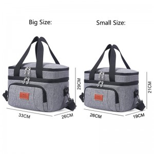Fashion Large Capacity Double Layer Lunch Bags For Women Men Oxford Cloth Insulated Cooler Bags With Shoulder Strap Picnic Bags
