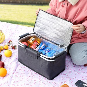 Wholesale Picnic Food Folding Insulated Cooler Camping Bag Lunch Basket Storage Insulated Picnic Basket
