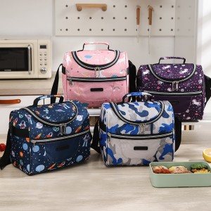 New Oxford Cloth Aluminum Foil Tote Lunch Bags Portable Cartoon Printing School Office Picnic Insulation Cooler Bags