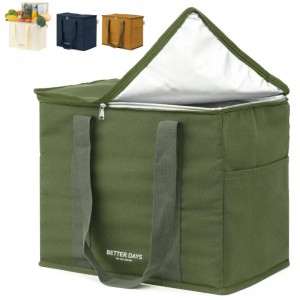 Large Cotton Fabric Thermal Insulation Aluminum Picnic Folding Cooler Bag Custom Logo Insulated Tote Cooler Bags