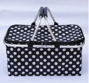 Wholesale Outdoor Picnic Large Capacity Foldable Tote Cooler Basket Bag Aluminum Frame Thermal Insulated Basket Box