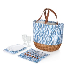 Wholesale Custom Picnic Basket Large Capacity Beach Bag Canvas Picnic Hand Basket Outdoor Foldable Cutlery Basket Set