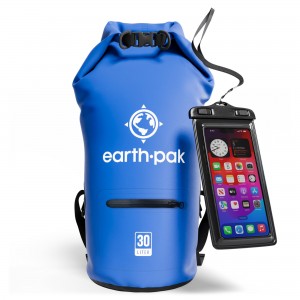Custom Men’s Roll Top Waterproof Bag Cell Phone Bag With Zipper Pocket, Hiking Camping Waterproof Backpack