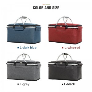 Wholesale Picnic Food Folding Insulated Cooler Camping Bag Lunch Basket Storage Insulated Picnic Basket