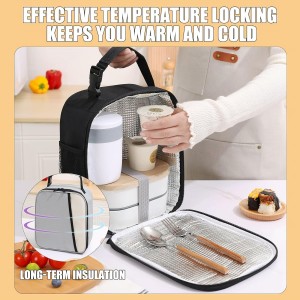 Reusable Lunch Tote Lunch Box,Large Capacity Lunch Tote Bags With Front Pocket For Work Office Picnic Or Travel