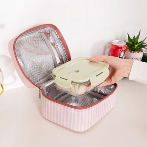 Custom Logo Printing Polyester Cooler Bag 3 Piece Set Outdoor Panic Candy Color Gary Aluminium Foil Lunch Box Bag